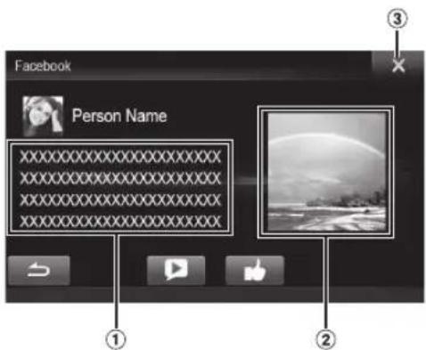 ALPINE X800DV - Exemple d'affichage de I'ecran de Facebook - 1