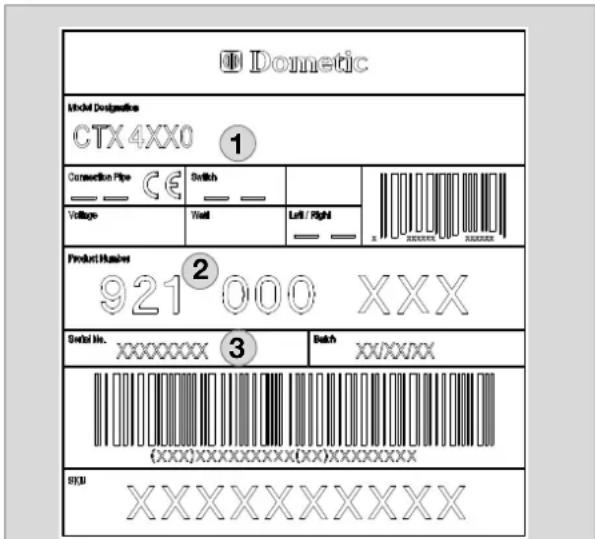 DOMETIC CTLP 4050 - Toilet identification label - 1
