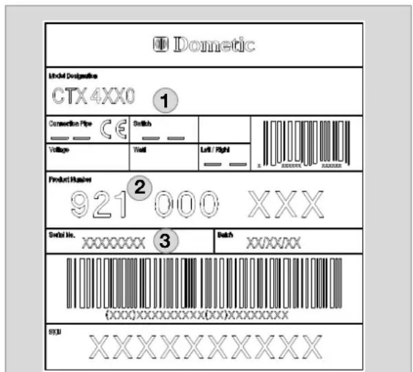 DOMETIC CT 4050 - Toilet identification label - 1
