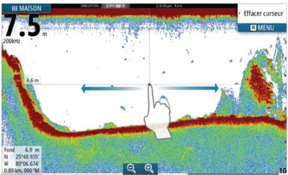 SIMRAD GO7 - Affichage de l'histoire du Echosounder - 1
