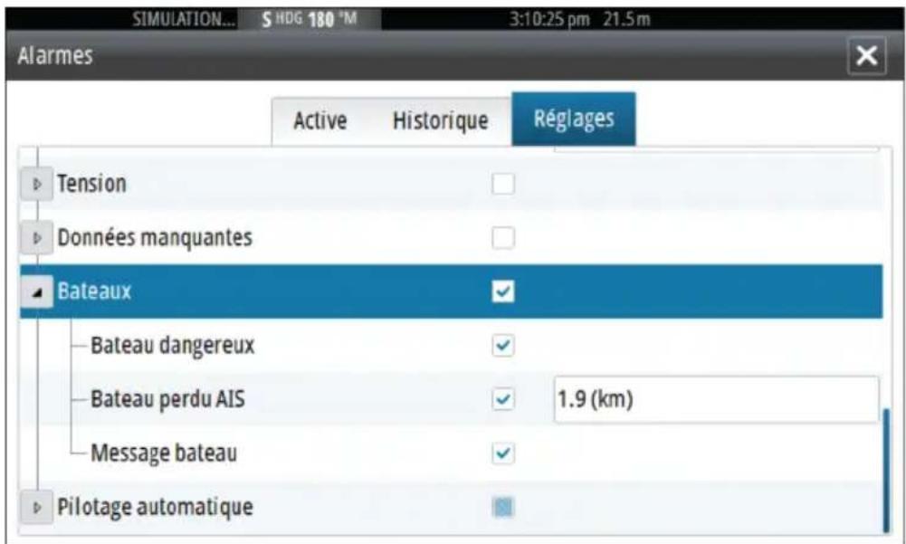 SIMRAD GO7 - Alarmes du bateau - 1