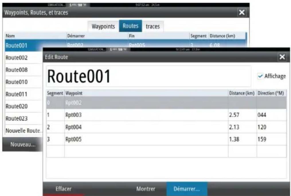 SIMRAD GO7 - Lancez la navigation sur la route à partir de la boîte de dialogue Route - 2