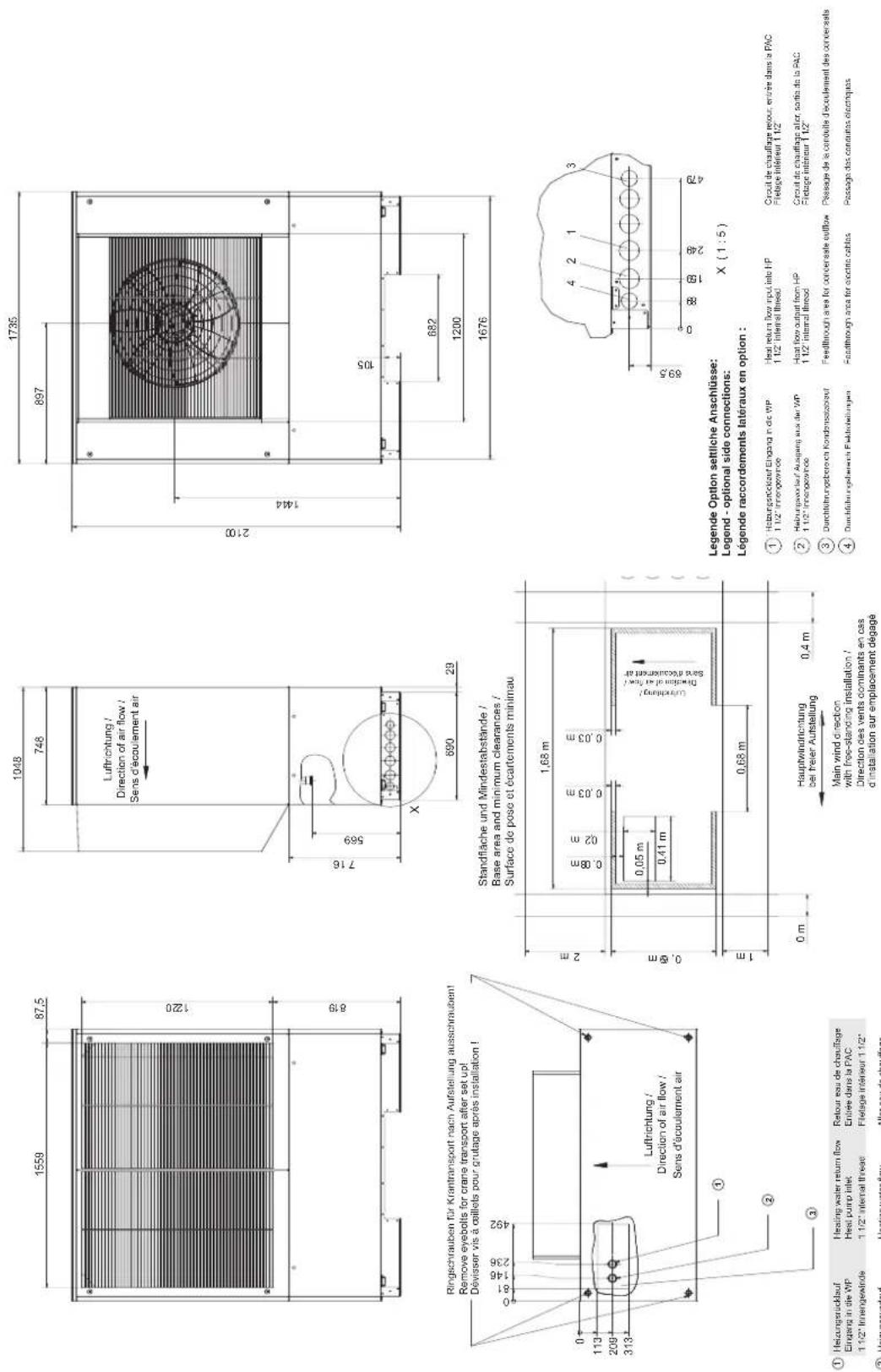 WEISHAUPT WWP L 40 A - Schéma coté WWP L 40 A - 1