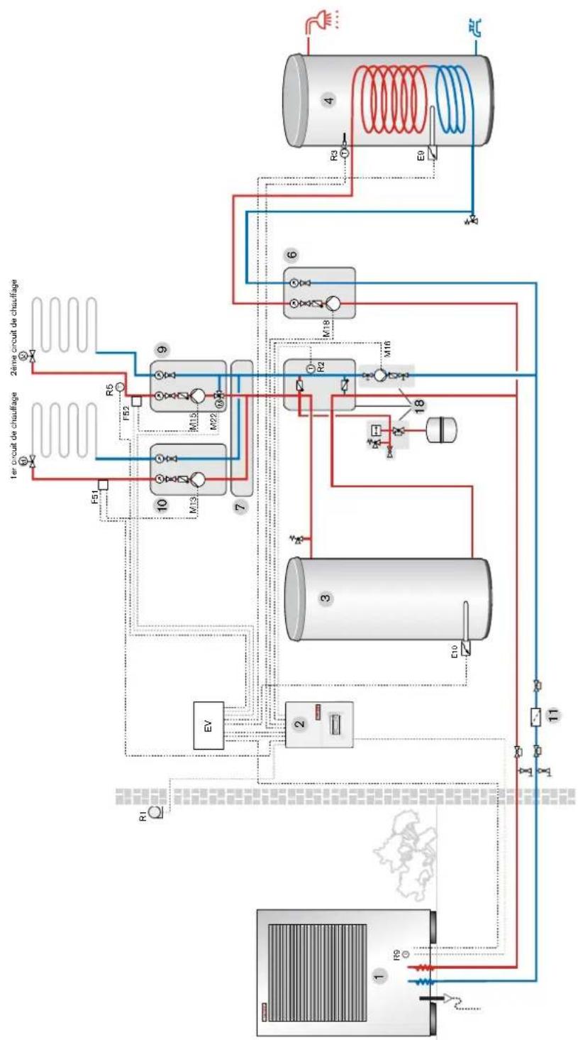 WEISHAUPT WWP L 40 A - Exemple de schéma d'installation - 1