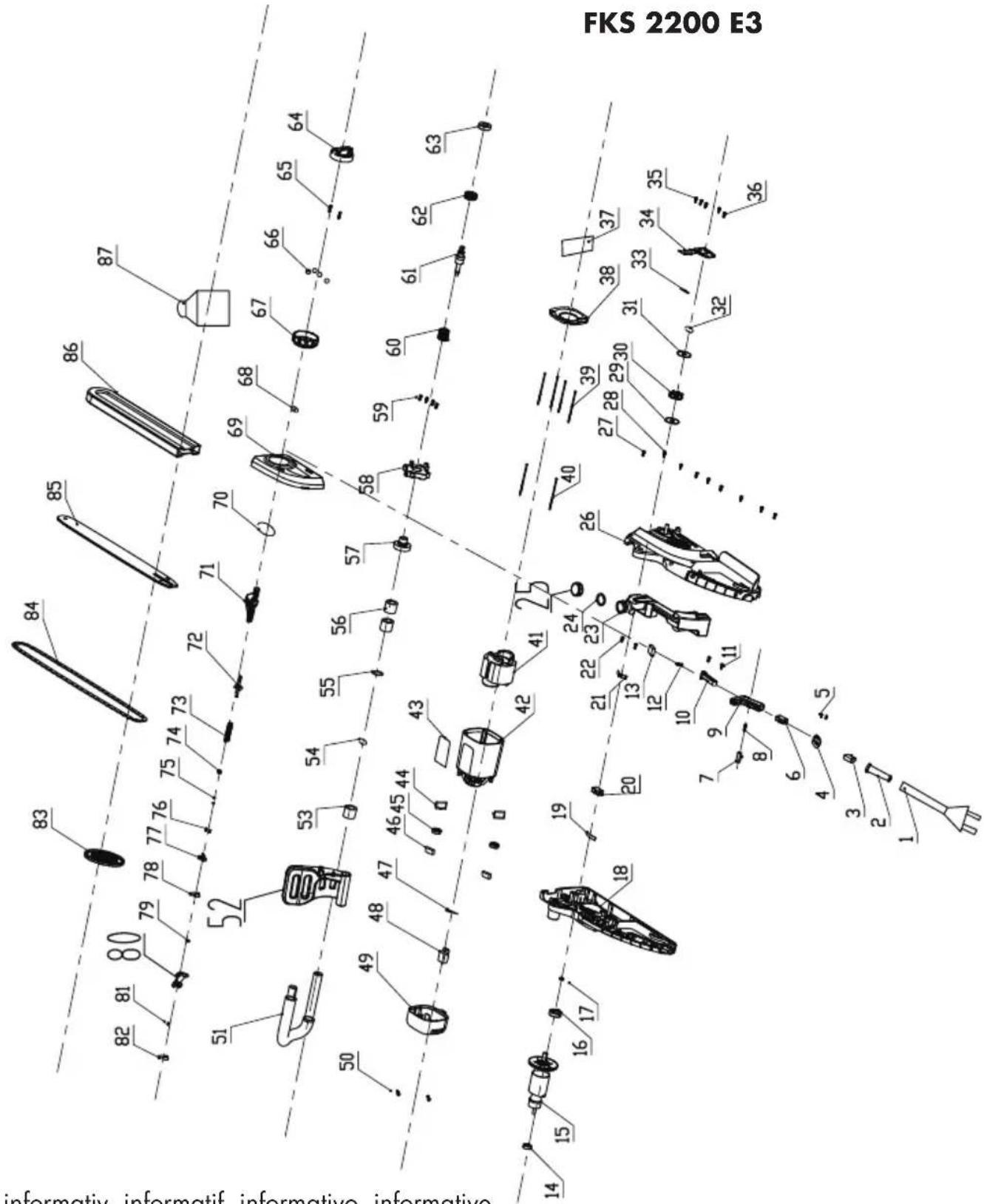 FLORABEST FKS 2200 E3 - Explosionszeichnung • Éclaté des pieces détachées Vista esplosa • Exploded Drawing - 1
