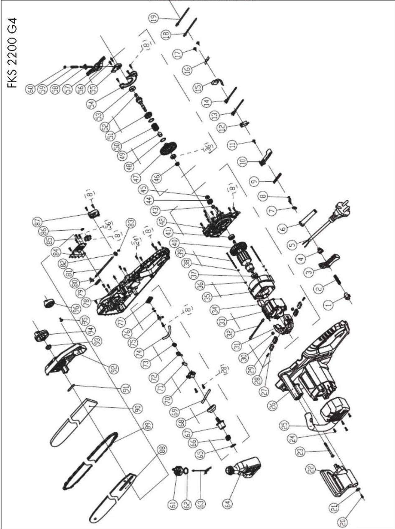 FLORABEST FKS 2200 G4 - Rozvinuté náčrtky • Plano de explosión Vista em corte - 1