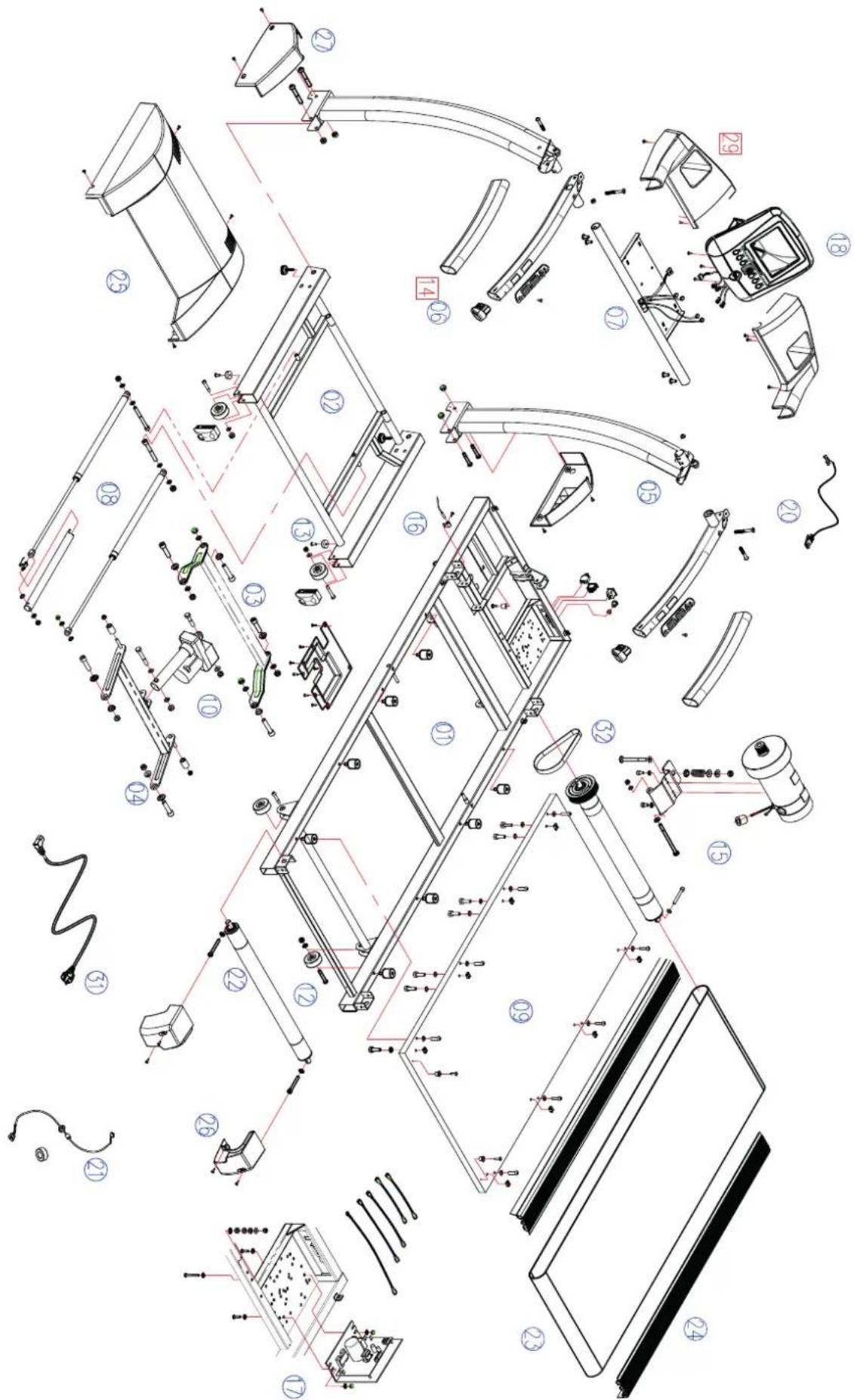 Technical diagram of a mechanical assembly with numbered components, likely for assembly or maintenance purposes.