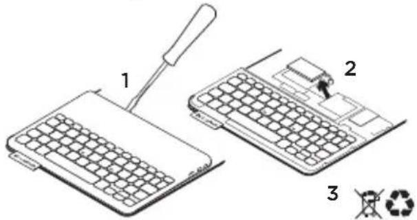 LOGITECH Keyboard Folio mini - Weggooien van batterijen aan het eind van de productlevensduur - 1