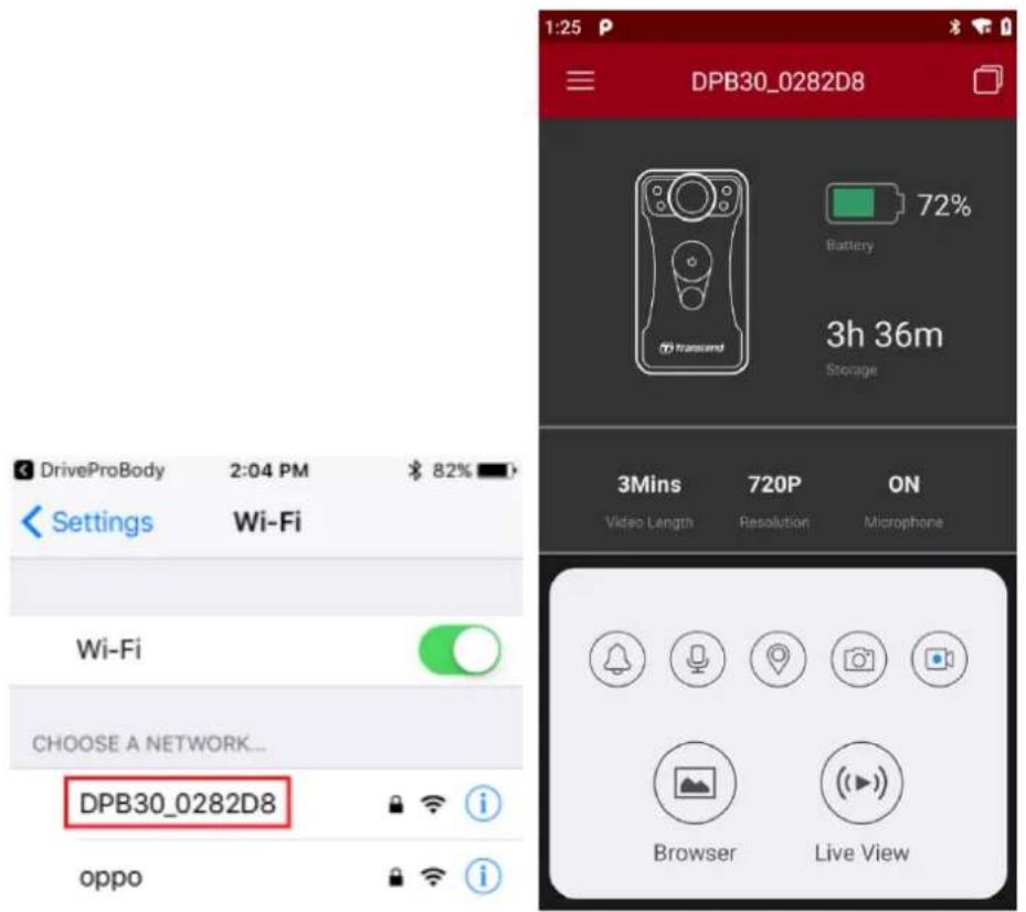 TRANSCEND DrivePro Body 30 - 6-2 Connexion à l'application DrivePro™ Body App - 7