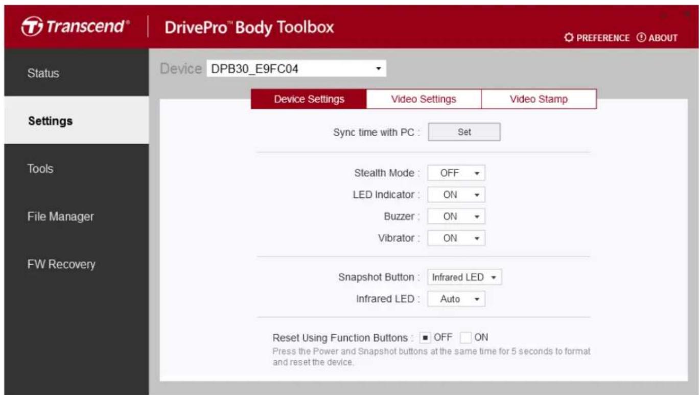 TRANSCEND DrivePro Body 30 - 7-2 Reglages - 1