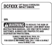 DEWALT DCF880 - REEMPLAZO GRATUITO DE LAS ETIQUETAS DE - 1