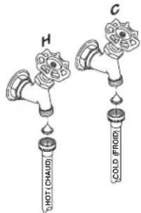 GE GTW685BPLDG - RACCORDEMENT DES FLEXIBLES D'EAU AUX ROBINETS D'ADMISSION - 1