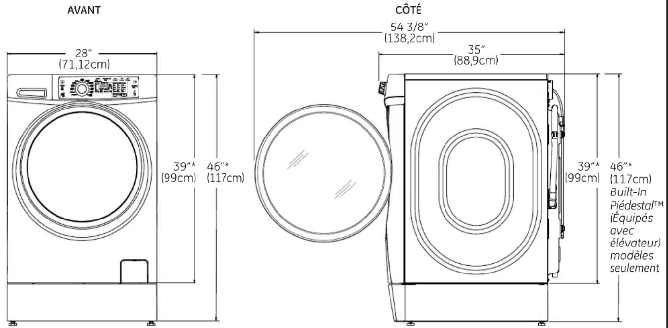 GE GFW490RPKRR - Espaces libres minimum pour l'installation - 1