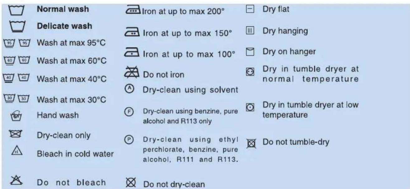 BOMPANI BO05235 - INTERNATIONAL CLOTHING CARE SYMBOLS - 1