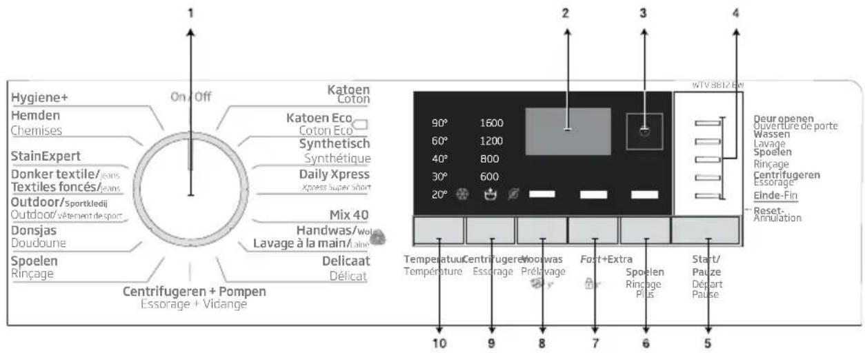 BEKO WTV 8812 BW - Bedieningspaneel - 1