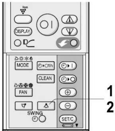 SHARP AYXP12HR - Drücken Sie die SWING-Taste (△) noch einmal, sobald sich die Lamellen für den horizontalen Luftstrom in der gewündsten Position befänden. - 1