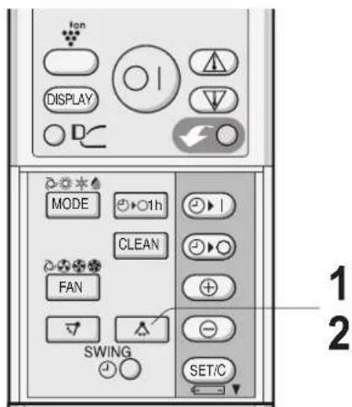 SHARP AYXP12HR - Press the SWING button (A) again when the horizontal adjustment louvres are at the desired position. - 1
