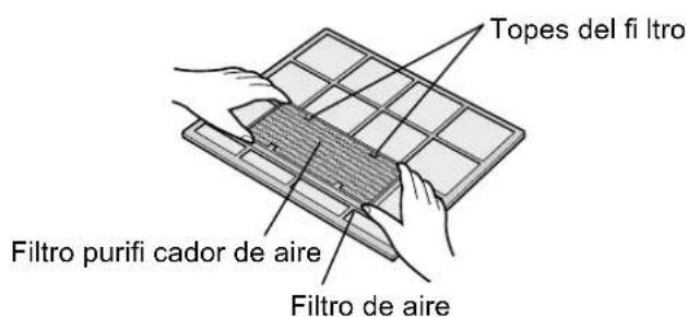 SHARP AYXP9HR - Coloque el filtro purificador de aire bajo de los topes del fi ltro localizados sobre el fi ltro de aire. - 1