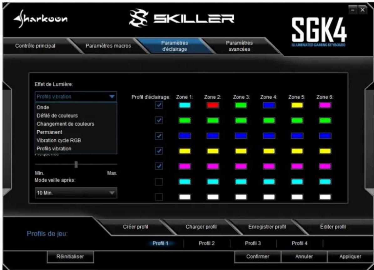 Sharkoon Skiller SGK4 - Paramètres d'éclairage - 1