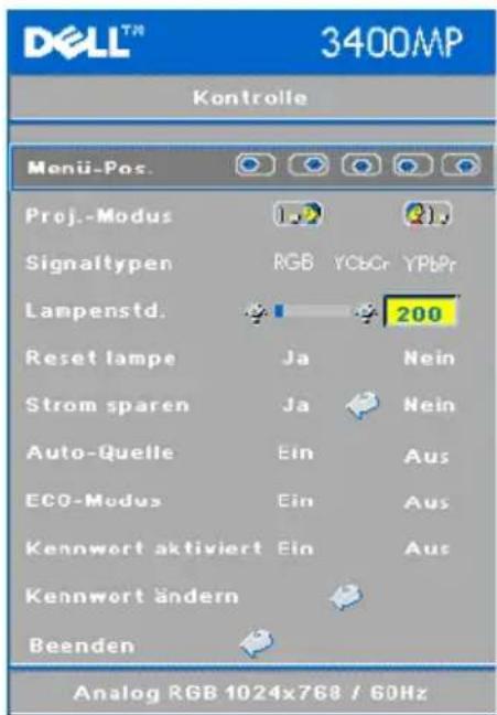 DELL 3400MP - Menu "Kontrolle" - 1