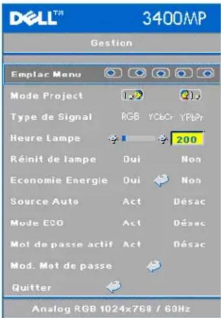 DELL 3400MP - Menu Gestion - 1