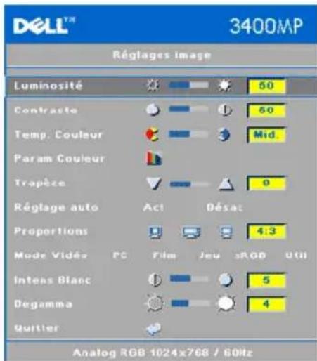 DELL 3400MP - Paramètres de l'image - 2