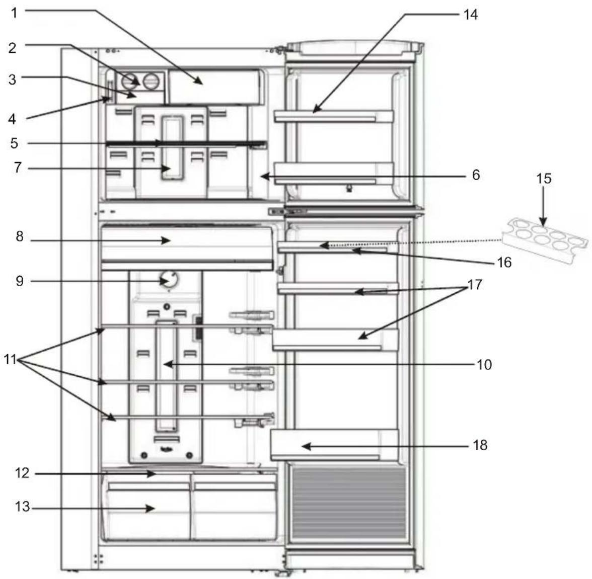 ELECTROLUX EJF4342AOX - ELEMENTS ET COMPARTIMENTS DE L'APPAREIL - 1