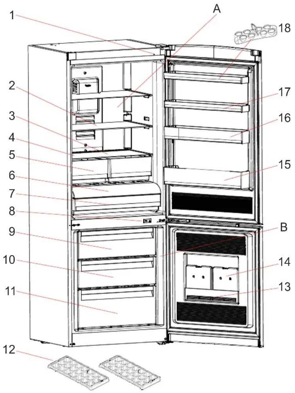 AEG S74011CMX2 - THE PARTS OF THE APPLIANCE AND THE COMPARTMENTS - 1