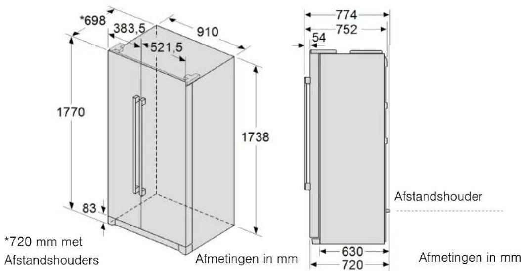BOSCH KAI90VI20G - Opstellingsmaten - 1