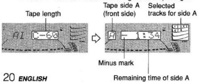 AIWA ZL70 - Press the numbered buttons 0-9 to designate the tape length. - 1