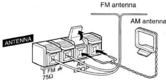 AIWA NSXA555 - Connect the supplied antennas. - 1