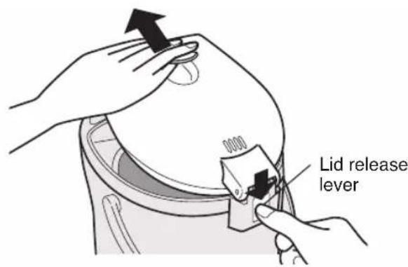 PANASONIC NCEG4000 - Pull it up slantwise while pressing the lid release lever. - 1
