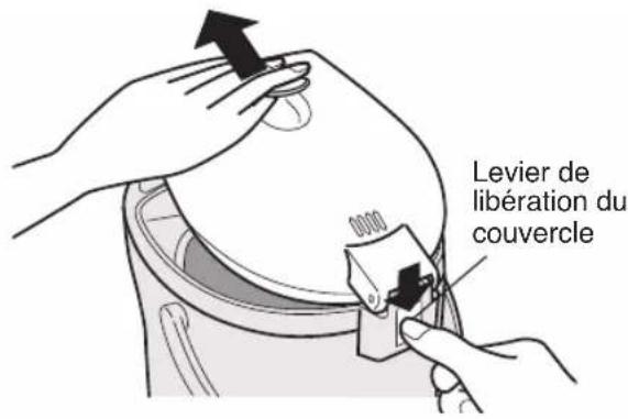 PANASONIC NCEG4000 - Le tirer vers le haut en biais tout en appuyant sur le levier de libération du couvercle. - 1