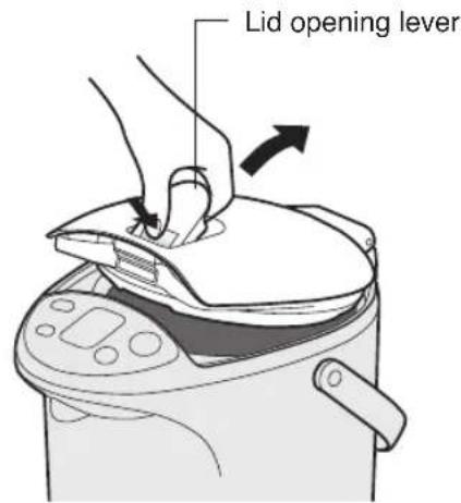 PANASONIC NCEG3000 - Press and lift the lid opening lever to open the lid. - 1