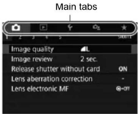 CANON EOS Rebel T7i - - When [图标] : Menu display: Standard] is Set - 1