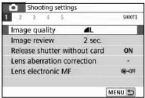 CANON EOS Rebel T7i - Display the menu screen. - 1