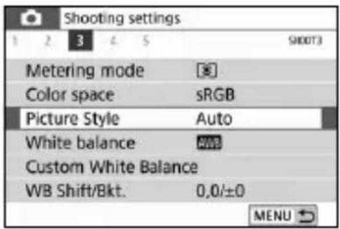 CANON EOS Rebel T7i - Select a secondary tab. - 1