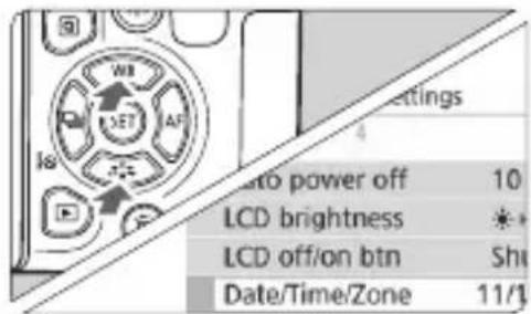 CANON EOS Rebel T7i - Under the [⚡2] tab, select [Date/Time/Zone]. - 1