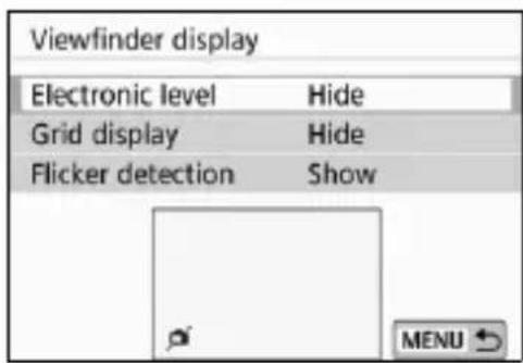 CANON EOS Rebel T7i - Select [Viewfinder display]. - 1