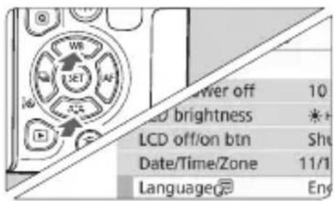 CANON EOS Rebel T7i - Under the [💡2] tab, select [Language 🔊]. - 1