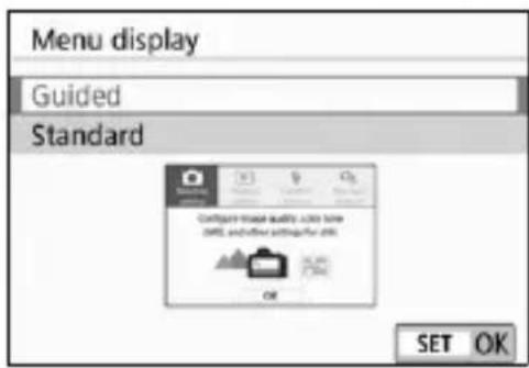 CANON EOS Rebel T7i - Select [Menu display]. - 1