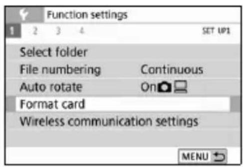 CANON EOS Rebel T7i - MENU Formatting the Card - 2