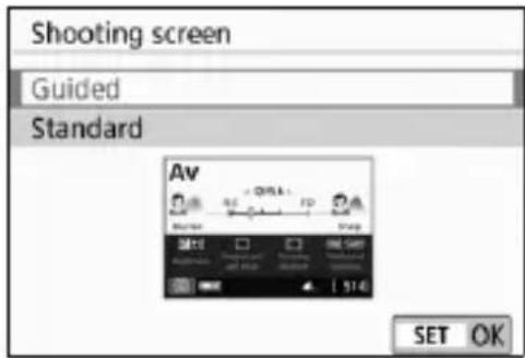 CANON EOS Rebel T7i - Select [Shooting screen]. - 1