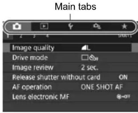 CANON EOS Rebel SL2 - - When [图标] : Menu display: Standard] is Set - 1