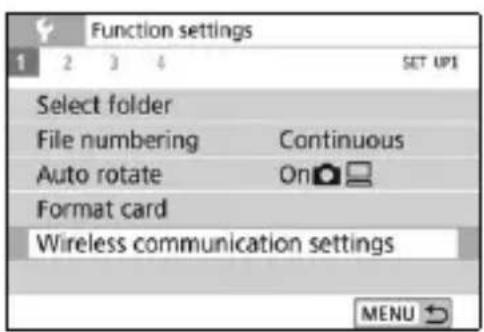 CANON EOS Rebel SL2 - Establishing a Bluetooth Connection32136c1fa843ac1ee9a101bce0cd4442f01d9995f305e837c48858eb97bf.jpg)


Operation on the Camera-12136c1fa843ac1ee9a101bce0cd4442f01d9995f305e837c48858eb97bf.jpg)




text_image36c1fa843ac1ee9a101bce0cd4442f01d9995f305e837c48858eb97bf.jpg)



Shooting
settings
Playback
settings
Function
settings
Drop new
settings
Configure camera settings: wireless,
screen brightness, card format, more
OK
\- Changez la teinte de couleur.

Vous pouvez changer [Teinte couleur]. Pour augmenter la nuance rouge des aliments, réglez-la vers [Chaude]. Réglez-la vers [Froide] si elle est trop rouge.

\- Évitez d'utiliser le flash.

Si vous utilisez le flash, la lumière peut se réfléchir sur le plat ou l'aliment, ce qui provoquera l'apparition d'ombres peu naturelles. Par conséquent, <∅>
1 Select the [Function settings] tab., réglez-la vers [Chaude]. Réglez-la vers [Froide] si elle est trop rouge.

\- Évitez d'utiliser le flash.

Si vous utilisez le flash, la lumière peut se réfléchir sur le plat ou l'aliment, ce qui provoquera l'apparition d'ombres peu naturelles. Par conséquent, <∅>

Press the  button to display the main tabs.   
Select the [Fuction settings] tab, then press . - 1