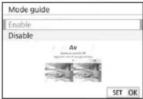CANON EOS Rebel SL2 - Select [Mode guide]. - 1