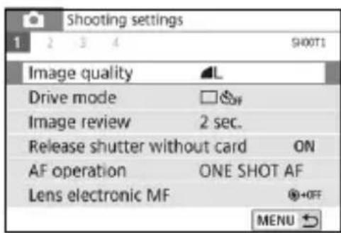 CANON EOS Rebel SL2 - Display the menu screen. - 1