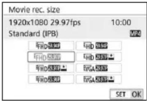 CANON EOS Rebel SL2 - MENU Setting the Movie Recording Size-lappareil"> - 1