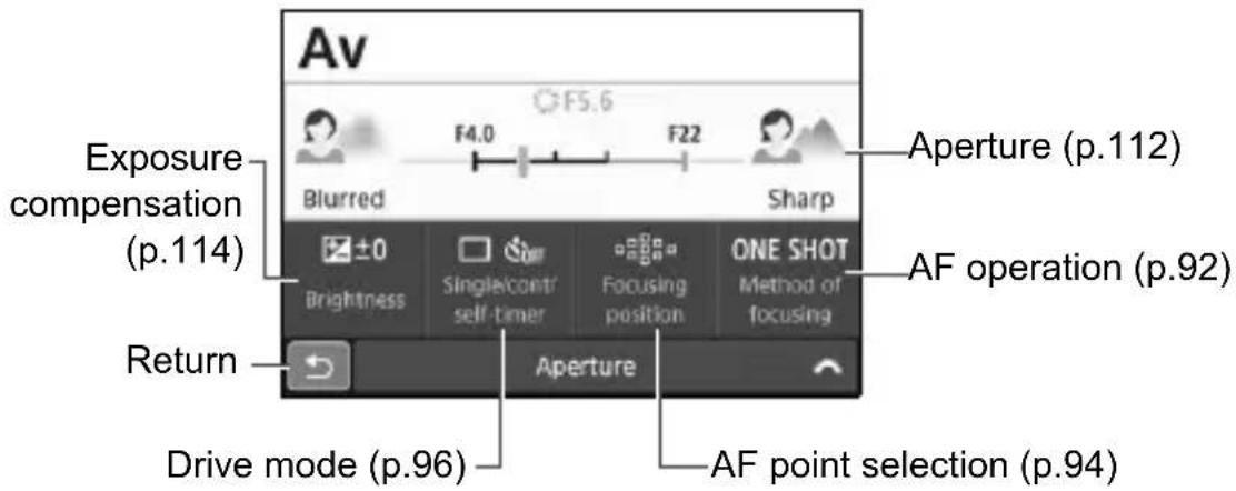 CANON EOS Rebel SL2 - Sample Quick Control Screen - 1