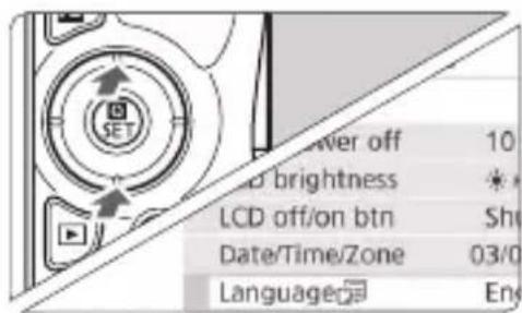 CANON EOS Rebel SL2 - Under the [⚡2] tab, select [Language 🔒]. - 1